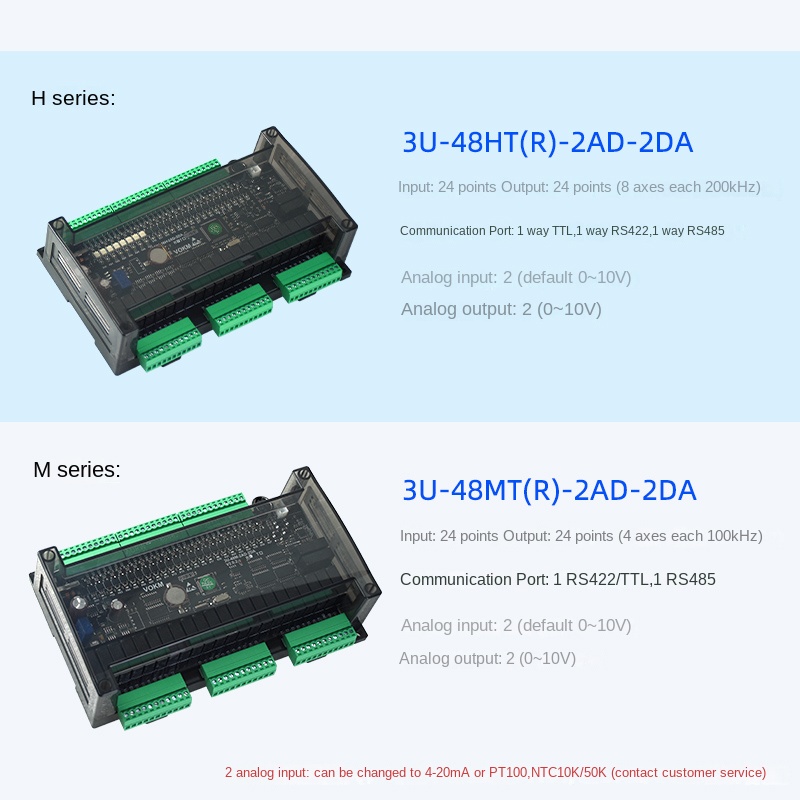 PLC YK FX3U-48MR 48m (H)-2ad-2da-Relay | Thay Thế Mitsubishi FX3U, 4/8 Trục, Có Analog, Nhiệt Độ, 10-85 I/O, Nhỏ Gọn, Công Nghiệp
