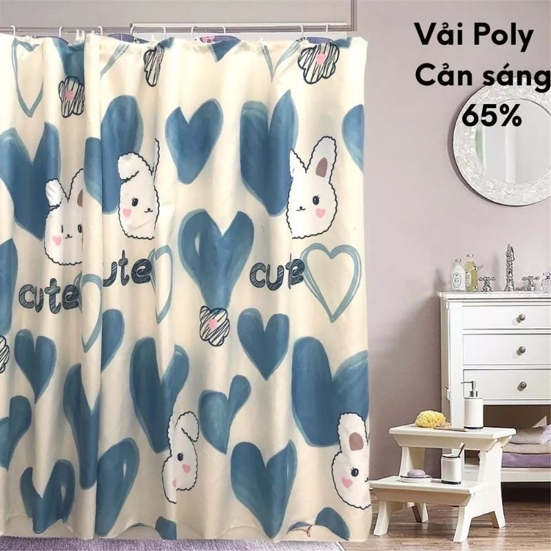 Rèm ngăn phòng rèm che nắng cotton poly rèm móc treo sẵn (tặng kèm dây treo rèm)