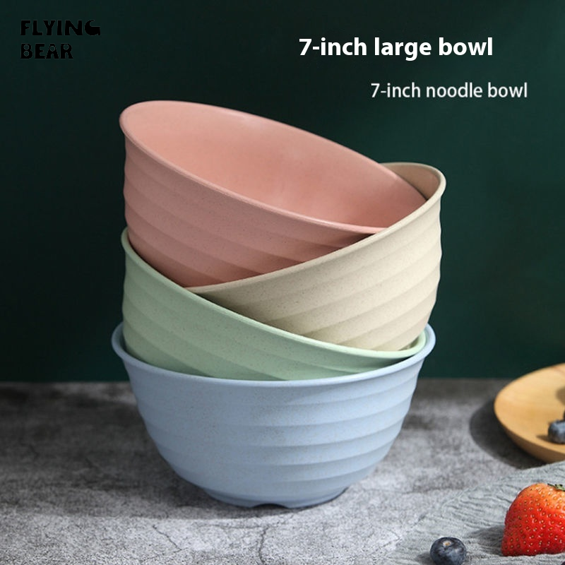 Bát mì ăn liền rơm lúa mì gấu bay bát gạo Nhật tròn 17cm chống rơi bát canh ký túc xá gia đình sinh viên