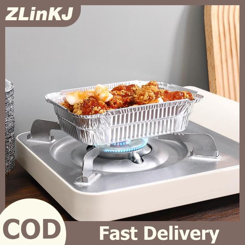 ZLinKJ 10 cái hình chữ nhật nhôm lá Khay nhôm không khí Nồi chiên lót không dính nướng chảo cấp thực phẩm BBQ bát cho nồi chiên không khí Lò nướng nấu ăn Công cụ nhà bếp