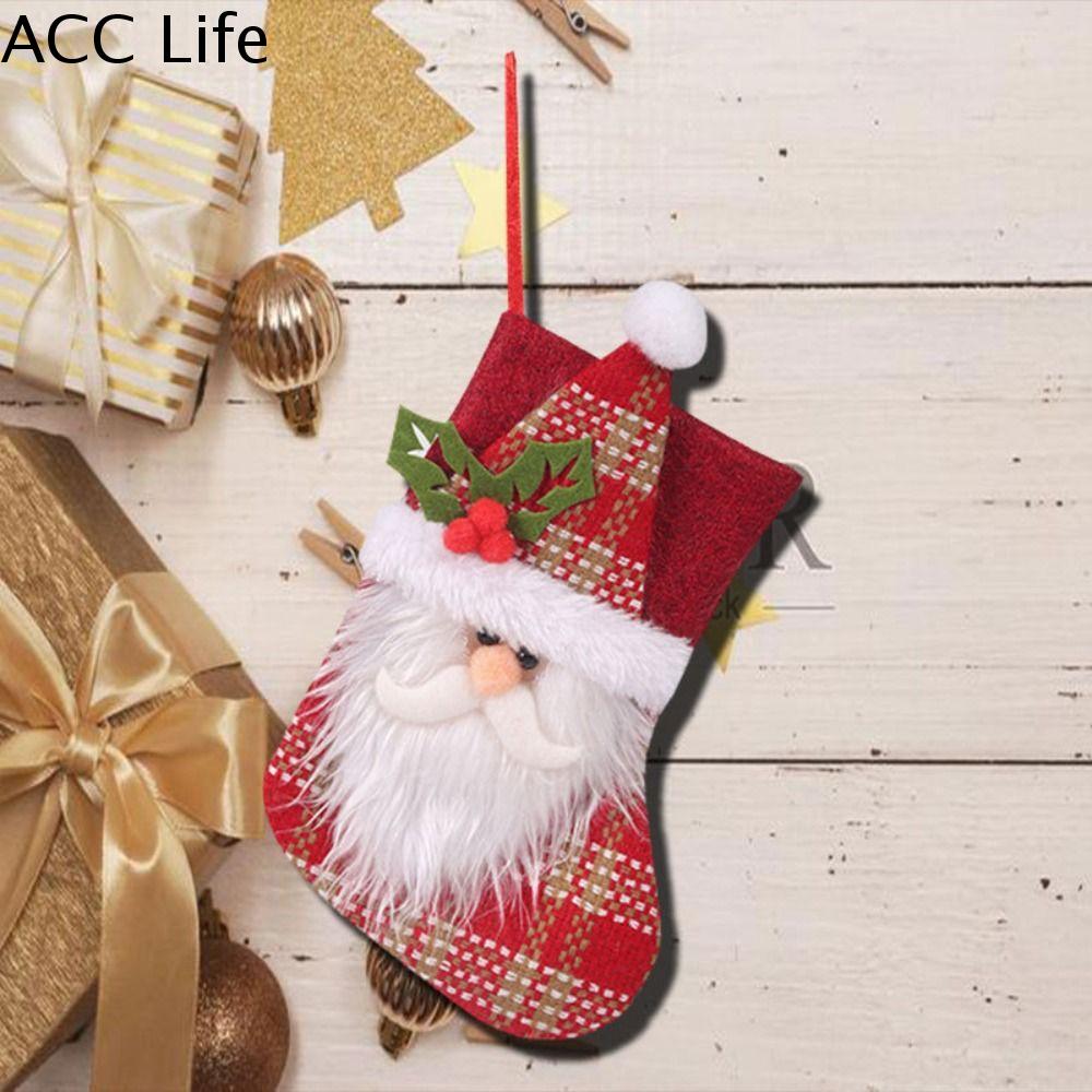 ACC LIFE 3Pcs Tinh tế Vớ ông già Noel Vải Di động dây chuyền Cây giáng sinh Cá nhân hóa Trang trí Đồ trang trí Giáng sinh Nhà