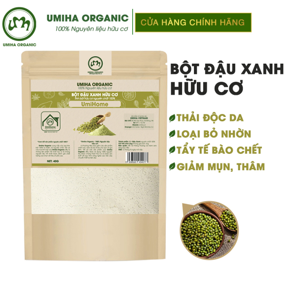 Bột Đậu Xanh đắp mặt nạ hữu cơ UMIHOME nguyên chất 40g | Green bean powder 100% Organic