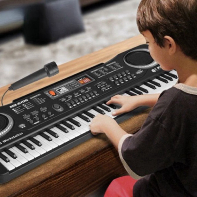 Đàn Organ Điện Tử 61 Phím Cho Trẻ Em - Piano Karaoke Kèm Micro, Pin Sạc USB & Âm Nhạc Giải Trí Chất Lượng Tốt