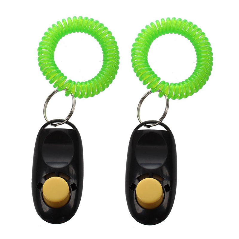 2Pcs Pet Dog Cat Button Click Clicker Trainer Training Obedience Aid Wrist