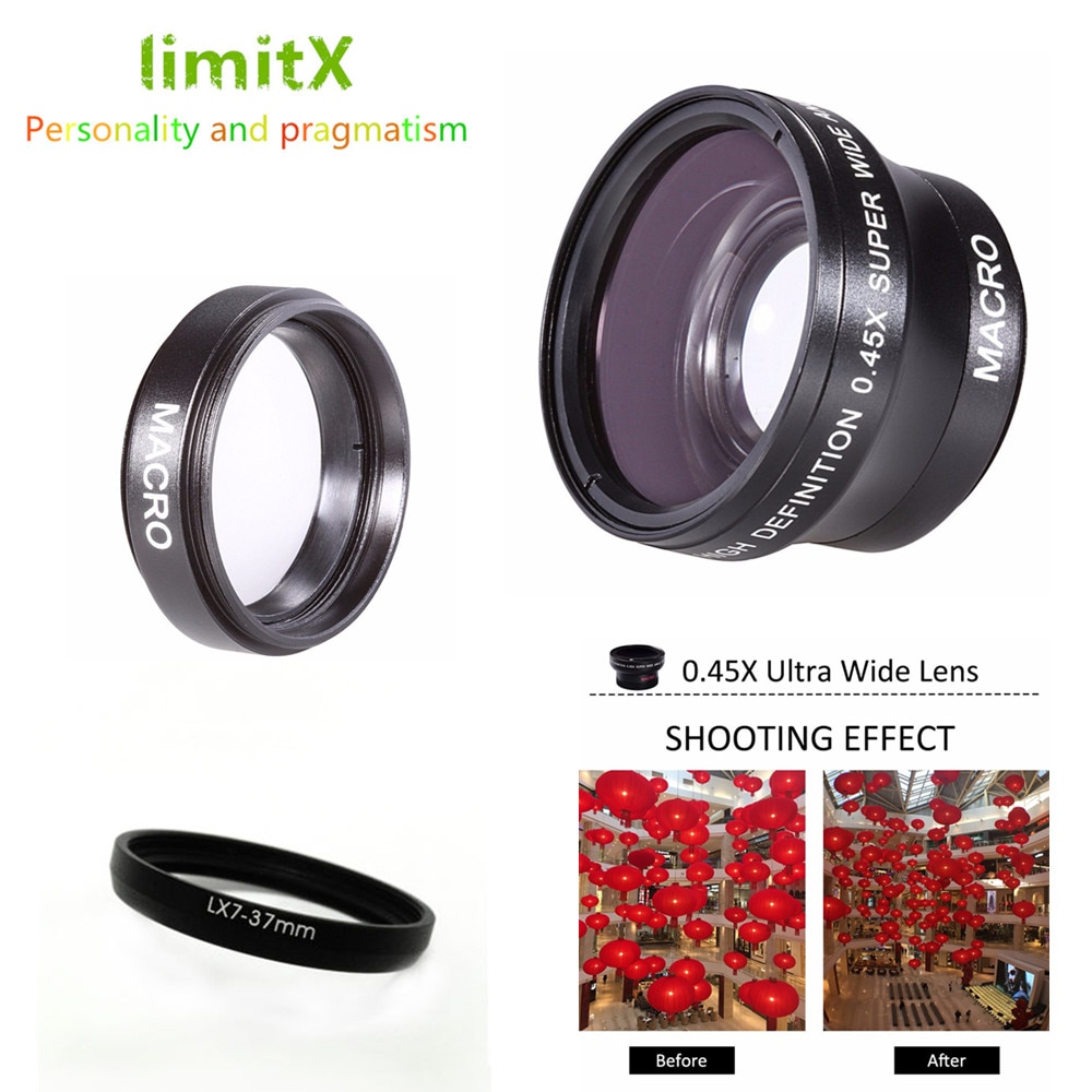 {:”》 {Ống kính góc siêu rộng 37mm 0.45X W/ Macro cho Panasonic Lumix DMC-LX7 LX7 máy ảnh kỹ thuật số