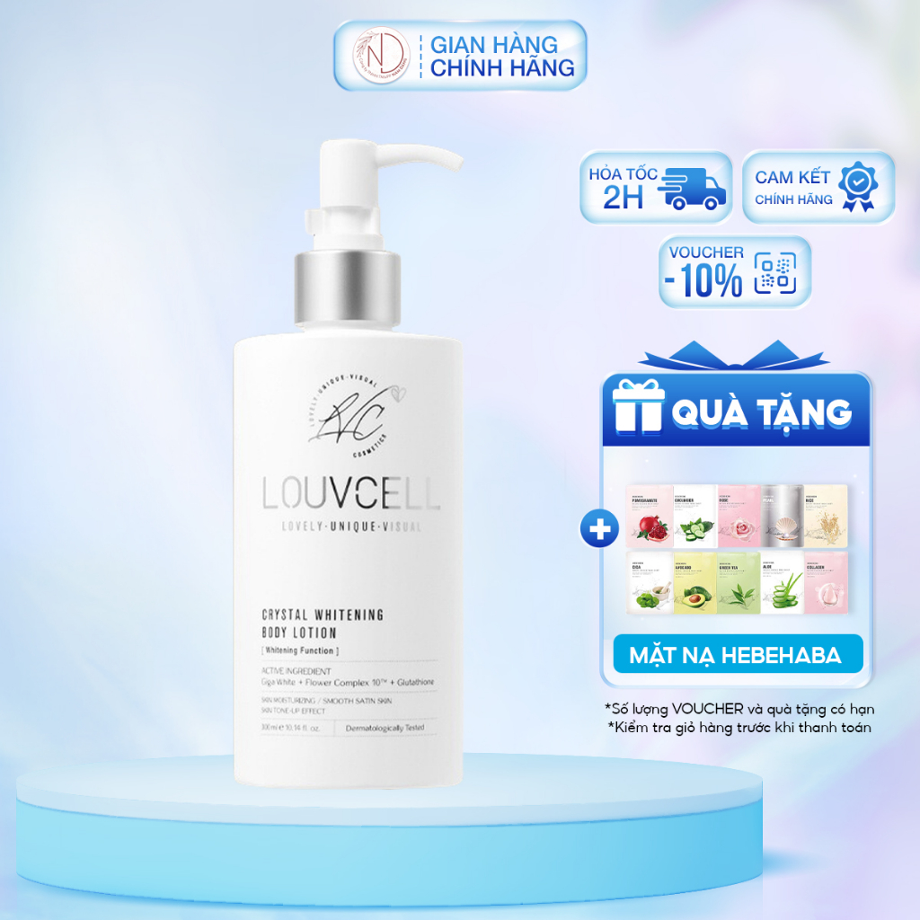 [Mã SGTTC40K giảm đến 40K đơn 50K] Kem dưỡng trắng body cấp ẩm Louv Cell Crystal Whitening Body Lotion 300 ml