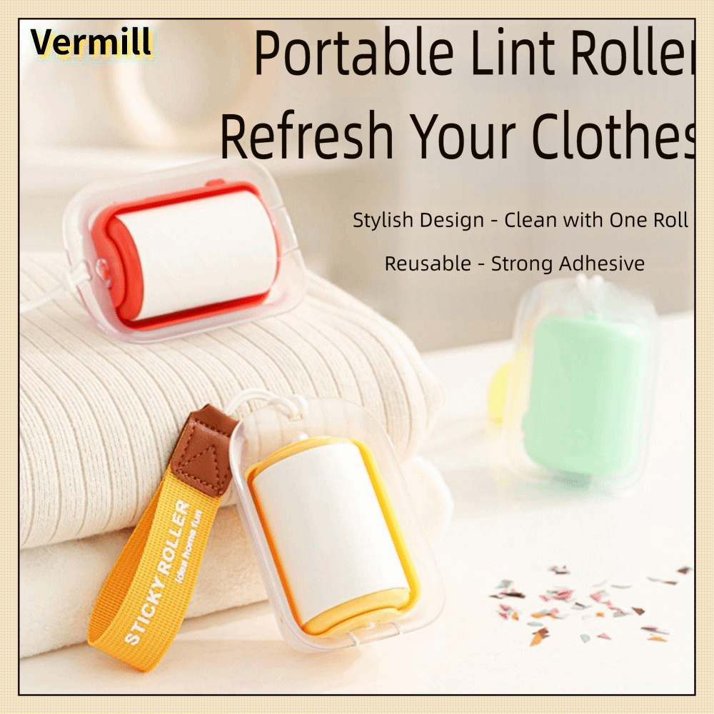 VERMILL Có thể tái sử dụng Giấy cuộn có thể xé được, bàn chải dính Có thể tháo rời Độ bám dính mạnh mẽ Dụng cụ loại bỏ lông thú cưng Bền bỉ Loại bỏ bụi Máy loại bỏ xơ vải dành cho quần áo, thú cưng  vệ sinh đồ nội thất