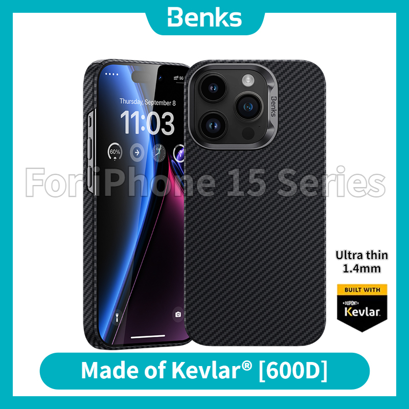 Benks magclap armorair trường hợp được xây dựng với Kevlar®600D Cho iPhone 15 Pro Max Apple 15 Cộng Với Siêu Mỏng Bảo Vệ Trường Hợp Magsafe Tương Thích