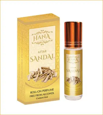 Hana Attar Sandal Roll On Perfume (Nature Oil) Free From Alcohol - 8ml