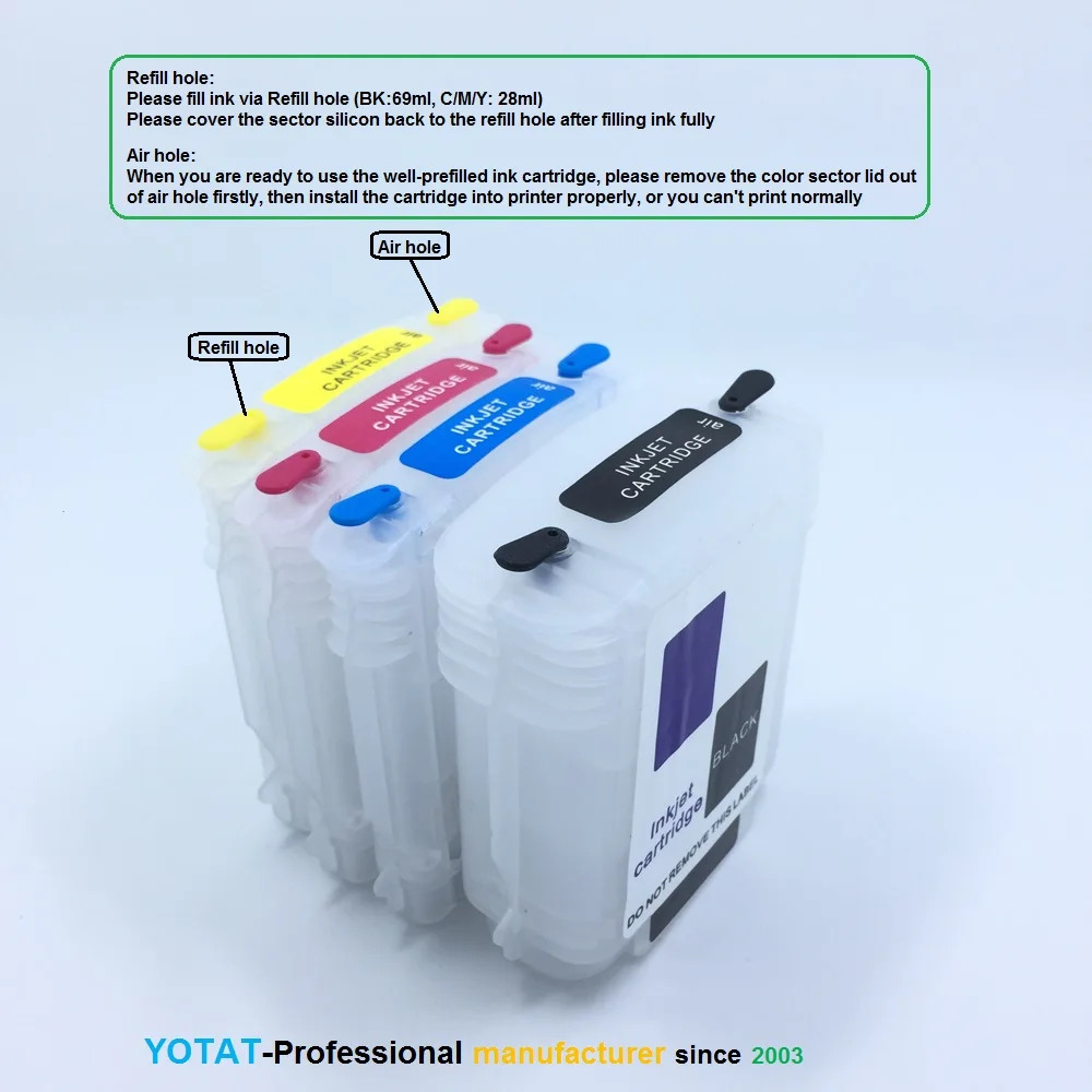 Yotat mực bơm lại Cartridge cho với chip hp88 hp88xl cho OfficeJet Pro K550/k550dtn/k550dtwn/k5400dn