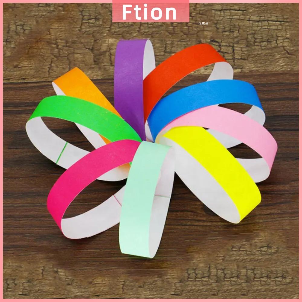 FTION 100 Pcs Giấy Vòng tay Tyvek Không thấm nước Nhận dạng thanh vé Cổ tay bằng giấy tổng hợp Bền Bơi lội Vòng đeo tay ID Nhận dạng tiệc nhập học lễ hội