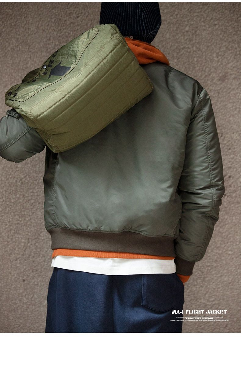 Madden Workwear   American R Army Green MA-1 Short Flight Jacket Warm Thick Cotton Coat for Men Trendy · v4