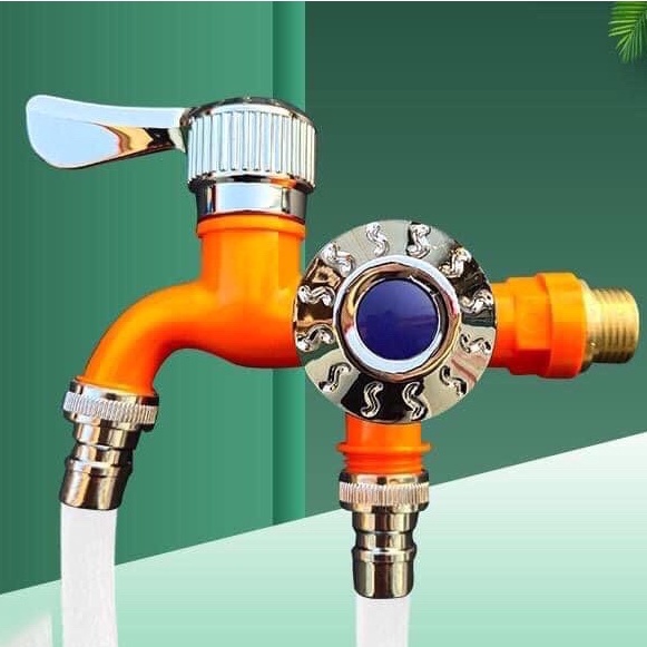 Vòi nước 2 đầu ra, vòi nước đôi chia 2 đầu van cổng xả độc lập thông minh