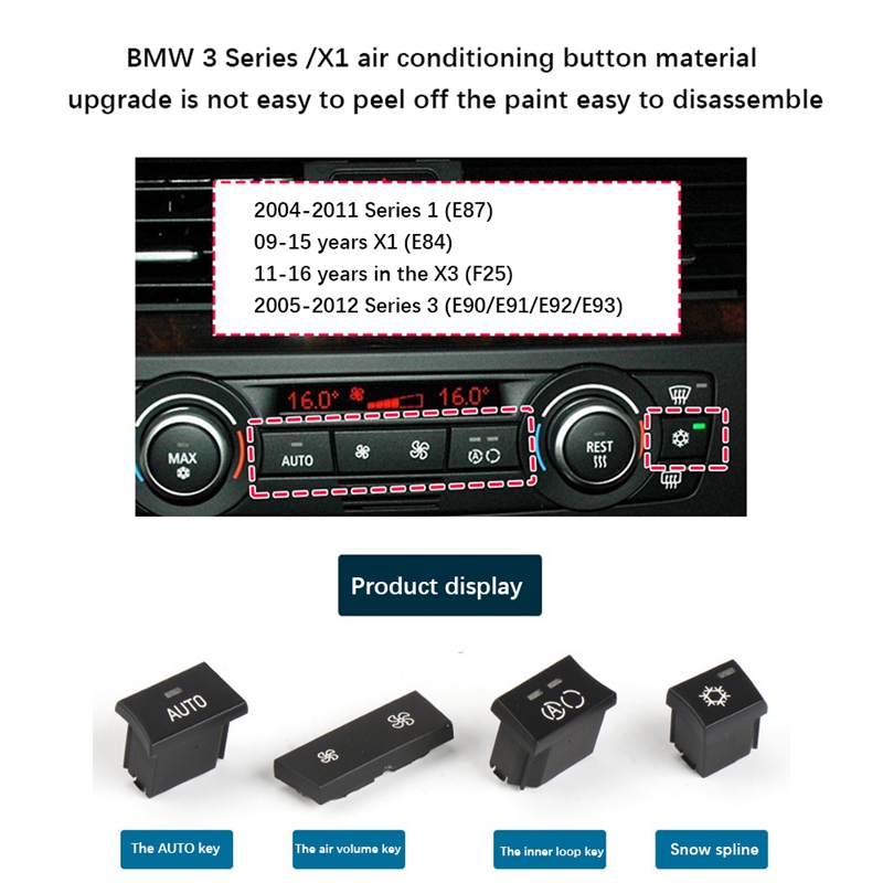 Car Central Control Air Conditioner Button Air Conditioner Switch Button for BMW- E90/E84/E87/F25 1 Series 3 Series