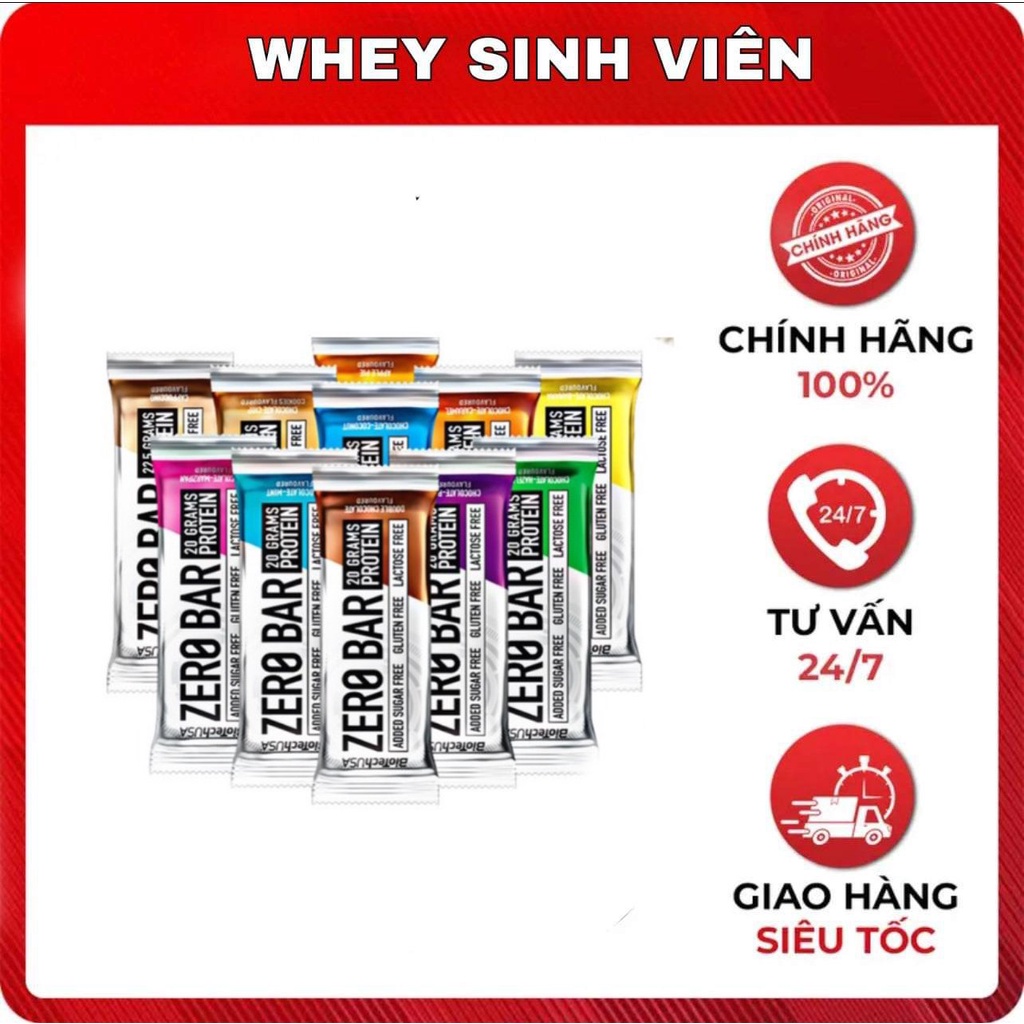    1THANH    Chính hãng  Thanh Bánh Protein Zero Bar BiotechUSA 50g Có Nhiều Vị   1THANH   