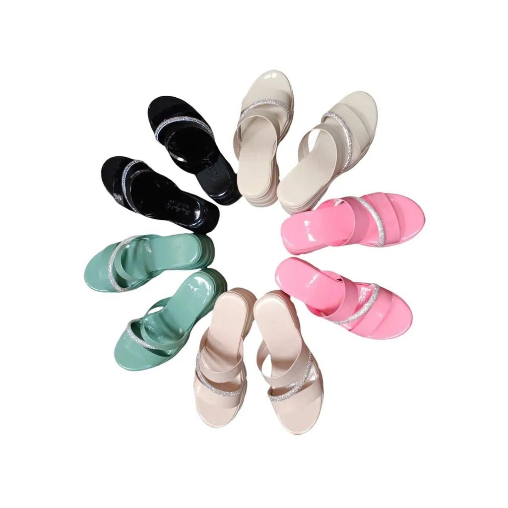 DÉP NỮ CAO GÓT - ĐẾ BÁNH MÌ CAO 7F -QUAI PHỐI XOÀN DéP Nhung Sandal giày dep nu Shoes