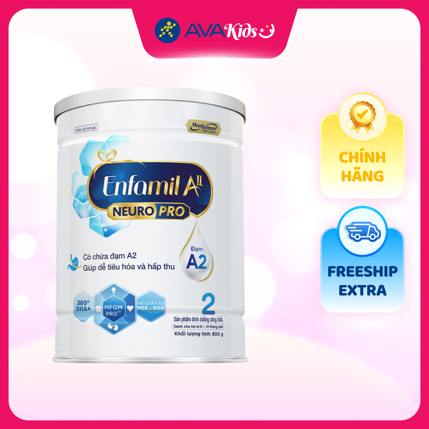 Sữa bột ENFAMIL AII NEUROPRO 2 FOLLOW UP FORMULA DÀNH CHO TRẺ TỪ 6-12 THÁNG TUỔI LON 800G - Hàng chính hãng