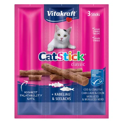 [5 Packs] Vitakraft Cat Stick Mini Cod and Coalfish 3s
