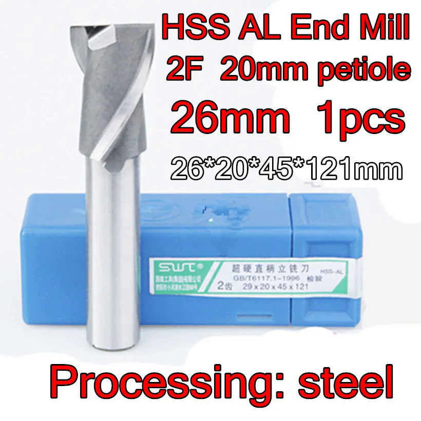 26*20*45*121mm 1pcs 2 Sáo 20mm cuống lá HSS AL cuối nhà máy gia công thép miễn phí vận chuyển