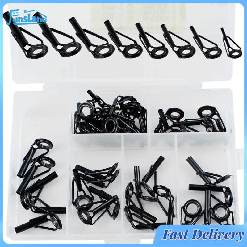 FunsLane 40PCS Fishing Rod Guide Ring Rod Tip Repair Kit Ceramic + Stainless Steel Repair Replacement Kit With Box Package For Outdoor Freshwater Saltwater Fishing Accessories ราคา 141 บาท*ส่งฟรี