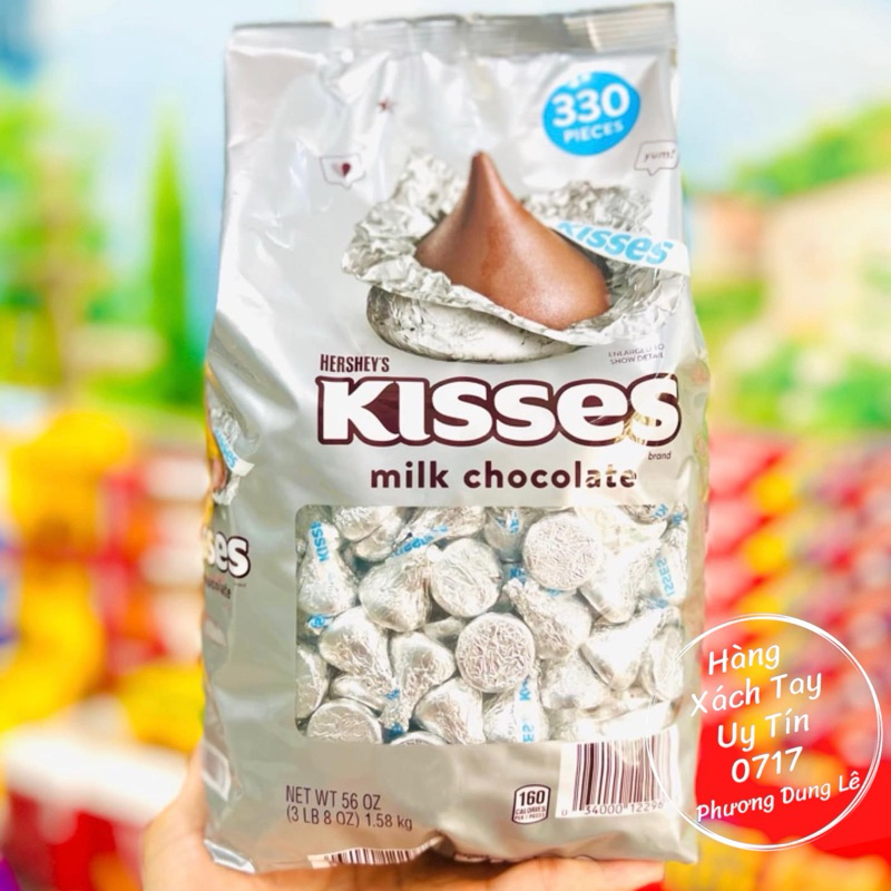 Kẹo Socola kiss bạc socola núm Hershey's Kisses Mỹ Chocolate milk Socola sữa 1.58kg - SẢN PHẨM ĐƯỢC 