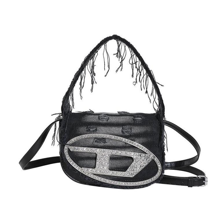 2025 NEW DIESEL Lady Bag Rotten Cloth Studded Jingle Bag 2023 New Denim Light Luxury Bag Niche Ins M