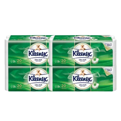 Kleenex Ultra Soft Aloe Clean Toilet Paper/Tissue 20x190sheets x4