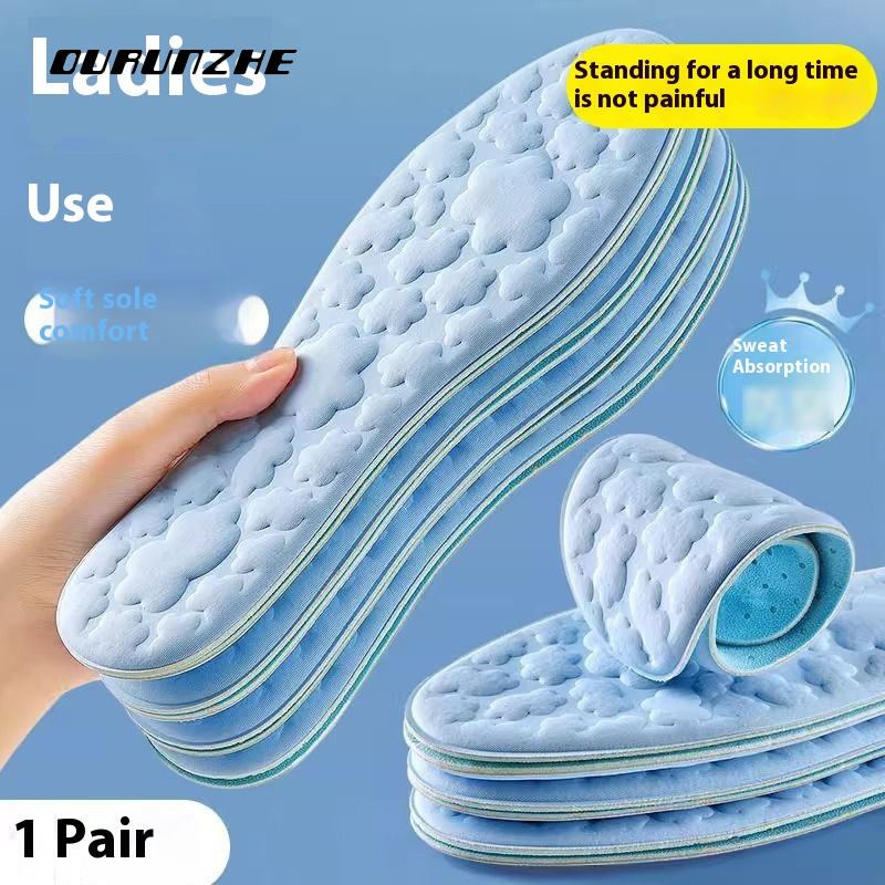 OURUNZHE Comfortable Women's Shoe Insoles for All Seasons, Soft Sole, Sweat-Absorbent, Thickened Design ราคา 11 บาท*ส่งฟรี