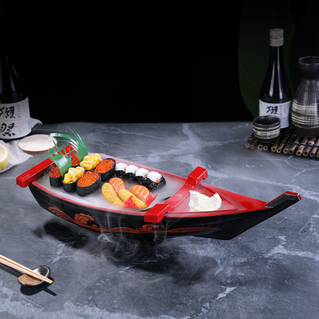 Thuyền Nhựa Nhật Đựng Sushi Sashimi Nhựa Phong Cách Nhật Trang Trí Món Ăn, Trang Trí Bể Cá, Dĩa Nhựa