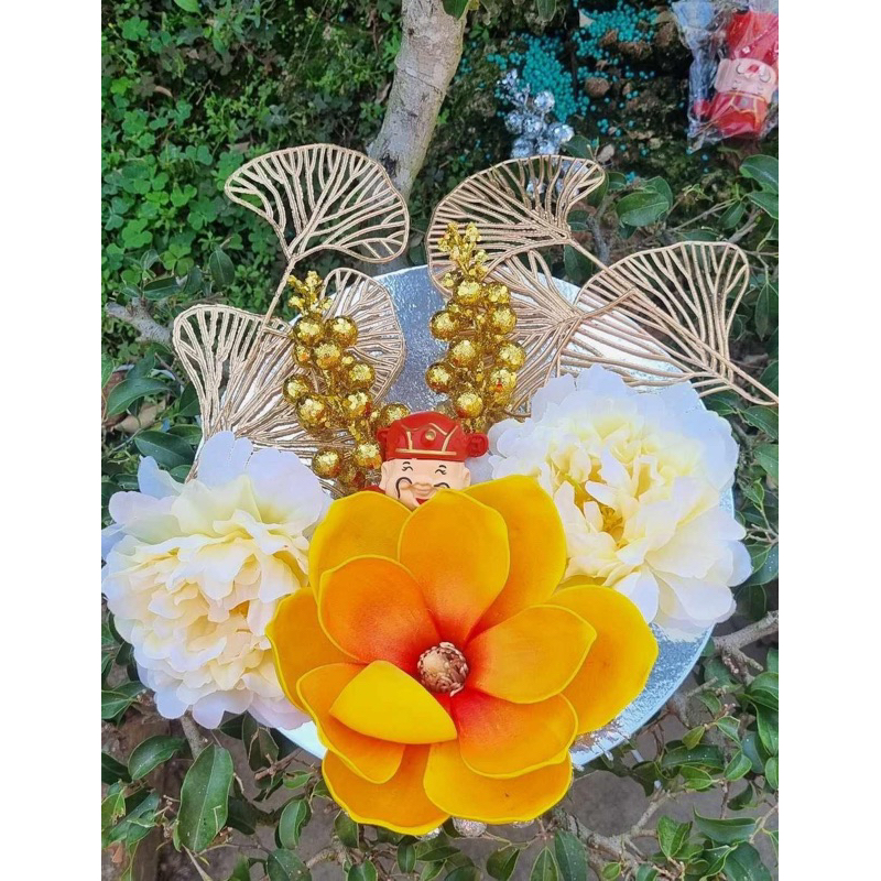 set hoa trang trí Tết(set 12 chi tiết) Set trang trí mix sẵn nhiều phụ kiện trang trí tháp bánh kẹo 