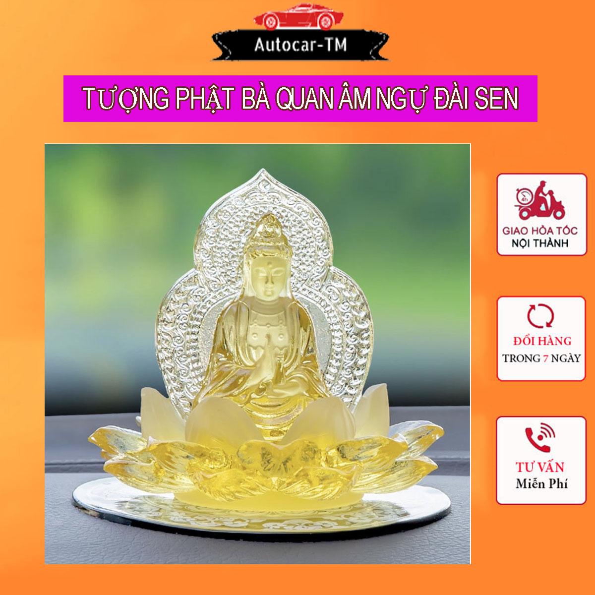 Tượng phật quan âm bồ tát để trên taplo ô tô, tượng phật bà quan âm ngự đài sen với chất liệu pha lê cao cấp. tượng để trên taplo hay bàn làm việc