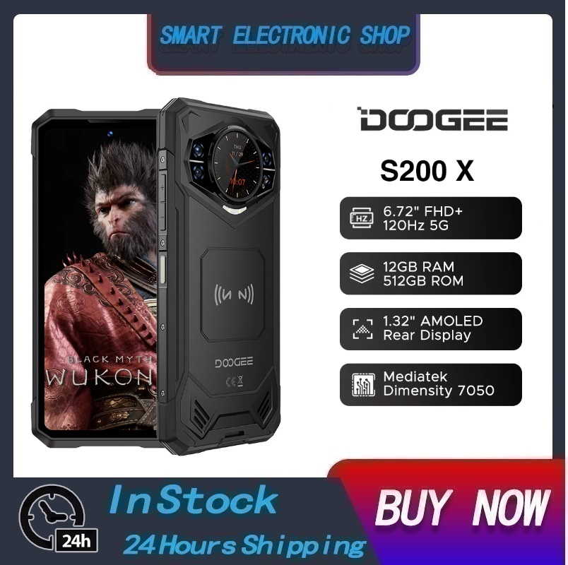 DOOGEE S200 X 5G 12GB 512GB Rugged Phone MTK Dimensity 7050 10100mAh 33W battery 6.72” FHD+120Hz IPS screen ราคา 12,000 บาท*ส่งฟรี