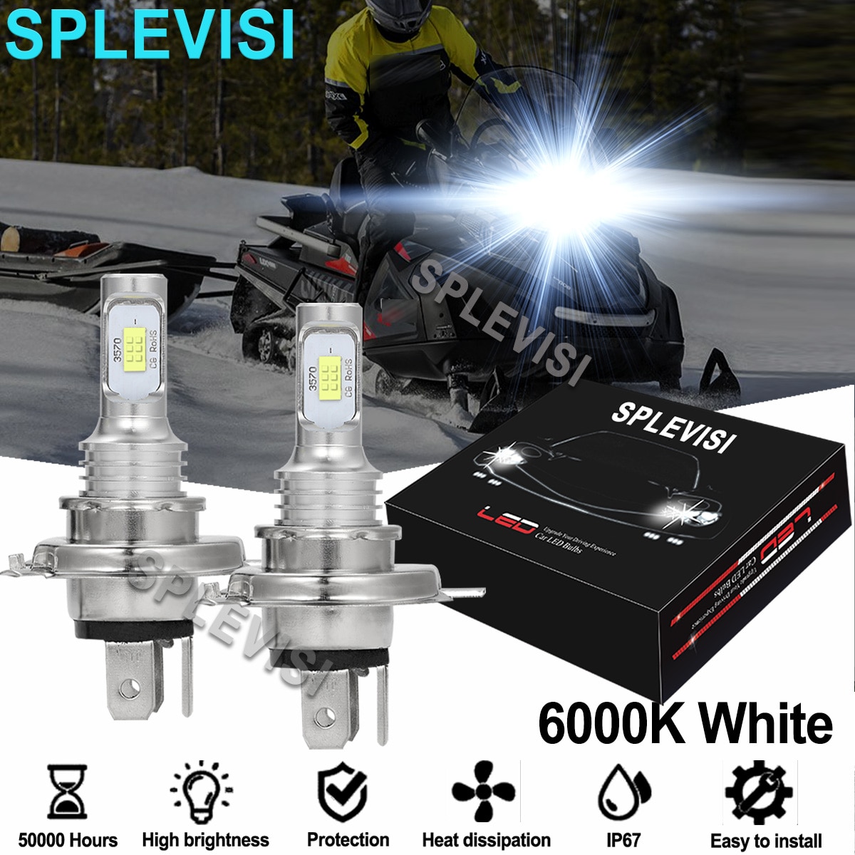 2 chiếc đèn pha LED 35W màu trắng cho hội nghị thượng đỉnh trượt tuyết 470 hội nghị thượng đỉnh 1994-1995 500 1996 1997 hội nghị thượng đỉnh 1998-2000 670 xe trượt tuyết 1995 1998