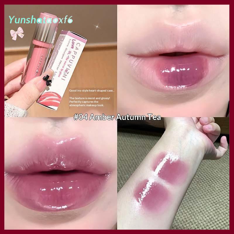 yunshataoxf Cappuvini gương môi men giữ ẩm không thấm nước hình thành một cách nhanh chóng Nho tím nước ánh sáng son bóng không dính màu đỏ thạch Son môi trang điểm - 2