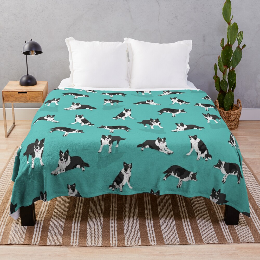 Border Collie Pattern Throw Blanket For Quilt Polar Bed covers valentine gift ideas Blankets O.Y.A ราคา 851 บาท*ส่งฟรี