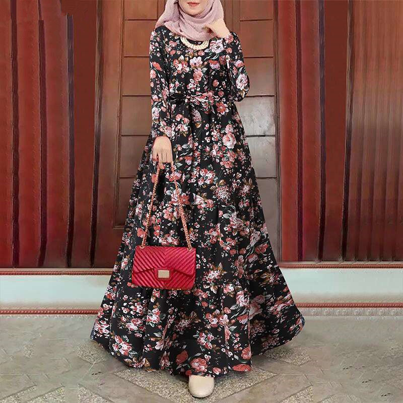 green emerald velvet dress Luxury Black Short Muslim Evening Dress Long Sleeve SS212, Black / 10 main image 0
