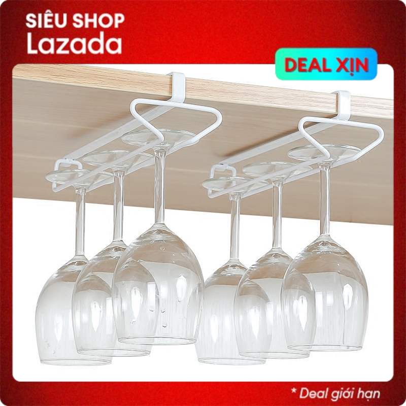 Giá treo ly rượu vang cao cấp bằng thép không gỉ 2 màu đen trắng