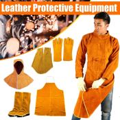 Cod acrf8612 Cowhide Electric Welding Protective Clothing Welder Argon Arc Work Clothes Inside Out Aprons Insulation Hot Resistant To High Temperature Apron/ Shoe Cover/sleeves/Golve