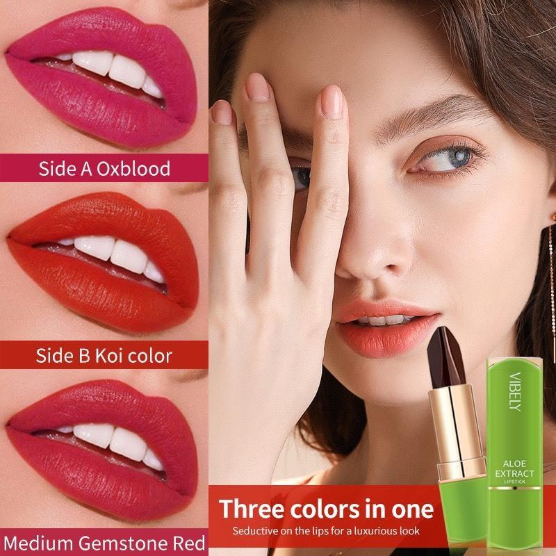 CODSon Dưỡng Môi Nha Đam 3IN1 VIBELY – Son Nha Đam VIBELY Cấp Ẩm Dưỡng Môi Mềm Mượt Hỗ Trợ Khử Thâm Giữ Màu Lâu Mang Lại Đôi Môi Tự Nhiên Hồng Hào☟2025 NEW