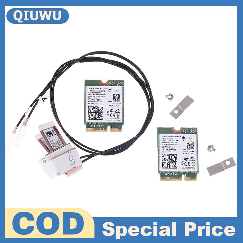 QIUWU การ์ด WiFi 9560NGW + เสาอากาศ1733Mbps ไร้สาย AC 9560 Dual Band 2.4G 5G BT 5.0 802.11Ac M.2อะแดปเตอร์ไร้สาย9560NGW cnvi ราคา 90 บาท*ส่งฟรี