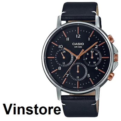 [Vinstore] Casio Black Leather Strap Men Analog Quartz Watch MTP-E321L-1AVDF MTP-E321L-1A MTPE321L-1A