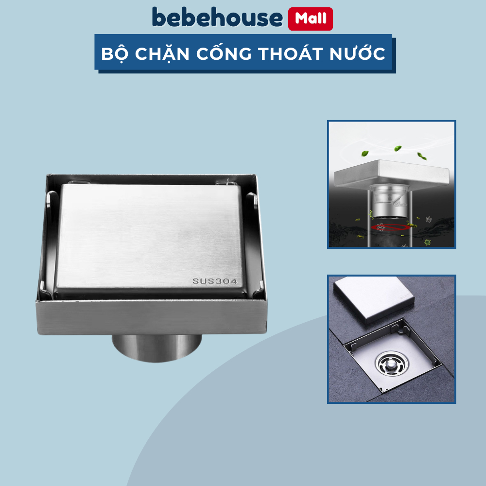 Thoát sàn chống mùi dòng âm gạch bc007 chất liệu inox cho ống chờ bebehouse