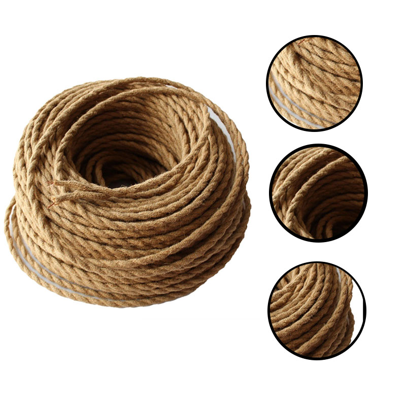 B3(BYZM) Beige Old-Fashioned Wire, Hemp Rope Braided Textile Wire Twisted Pair Cable Braided Wire Retro Chandelier Wire