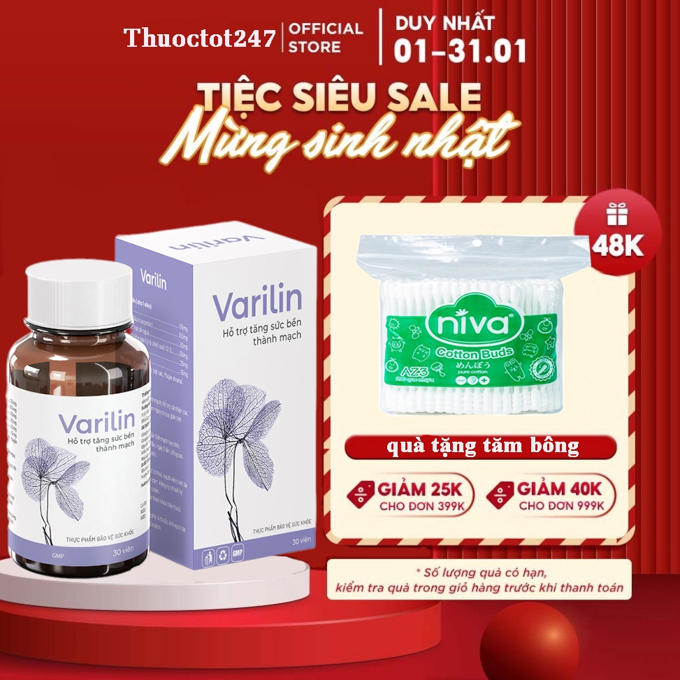 [HÀNG CHÍNH HÃNG] Varilin – Hỗ Trợ Tăng Sức Bền Thành Mạch Giảm Nguy Cơ Suy Giãn Tĩnh Mạch Do Thành Mạch Hiệu Quả | DMPNgocTu