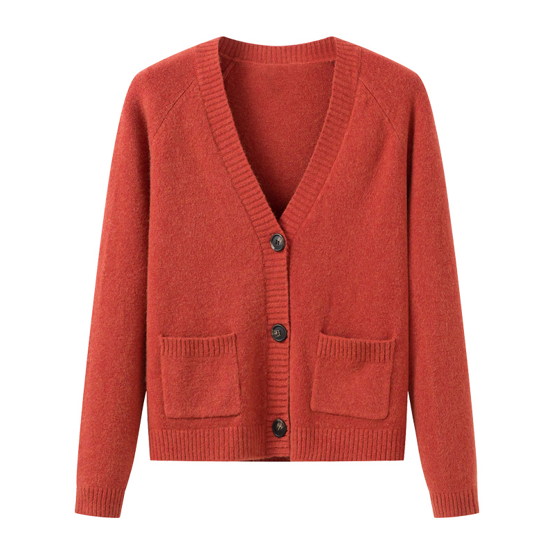 Uniqlo Ujia Áo khoác thường ngày cổ chữ V Áo len dài tay dáng rộng và Bó Áo cardigan dệt kim mới mùa