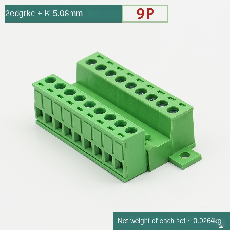 [2EDGRKC-5.08] Đầu Nối Dây Không Hàn 9P - Ổ Cắm Khóa Bảng Zhixing | 2-24P 5.08mm 300V 10A | Tự Động Hóa & Điện Tử