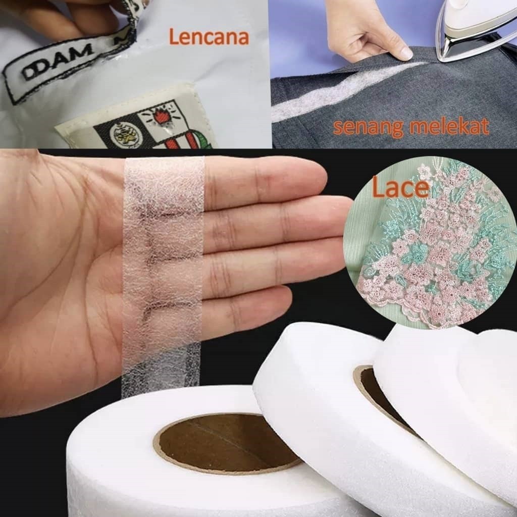 Pita Pelekat Fabric/ Lencana Sekolah/ Fabrik Gam/ Fabric Adhensive Tape/ Fusible Tape/ Double Sided Iron On Tape [1#]