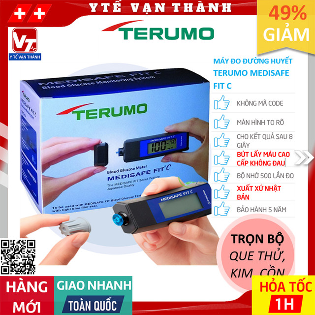 ✅ [TẶNG QUE, KIM, CỒN] Máy Đo Đường Huyết Terumo Medisafe Fit C (+ 30 Que, 30 Kim, Cồn) -VT0607 - Y Tế Vạn Thành
