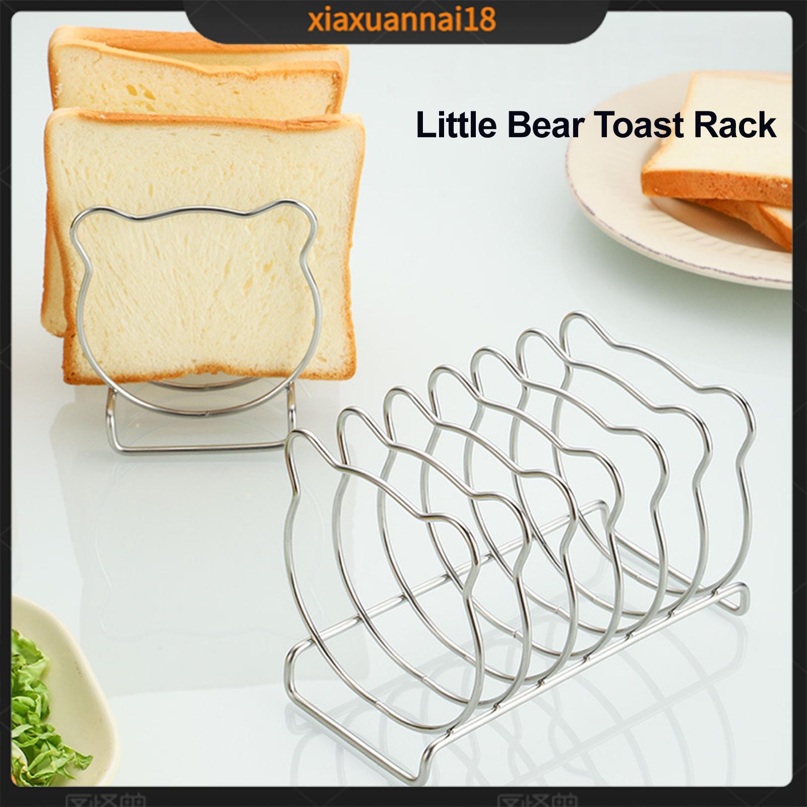xiaxuannai Air Fryer Bread Rack Cute Bread Organizer Stainless Steel Bear-shaped Toast Rack for Even Heating Cute Kitchen Accessory for Air Fryer Oven Steamer 6-slice Bread Holder
