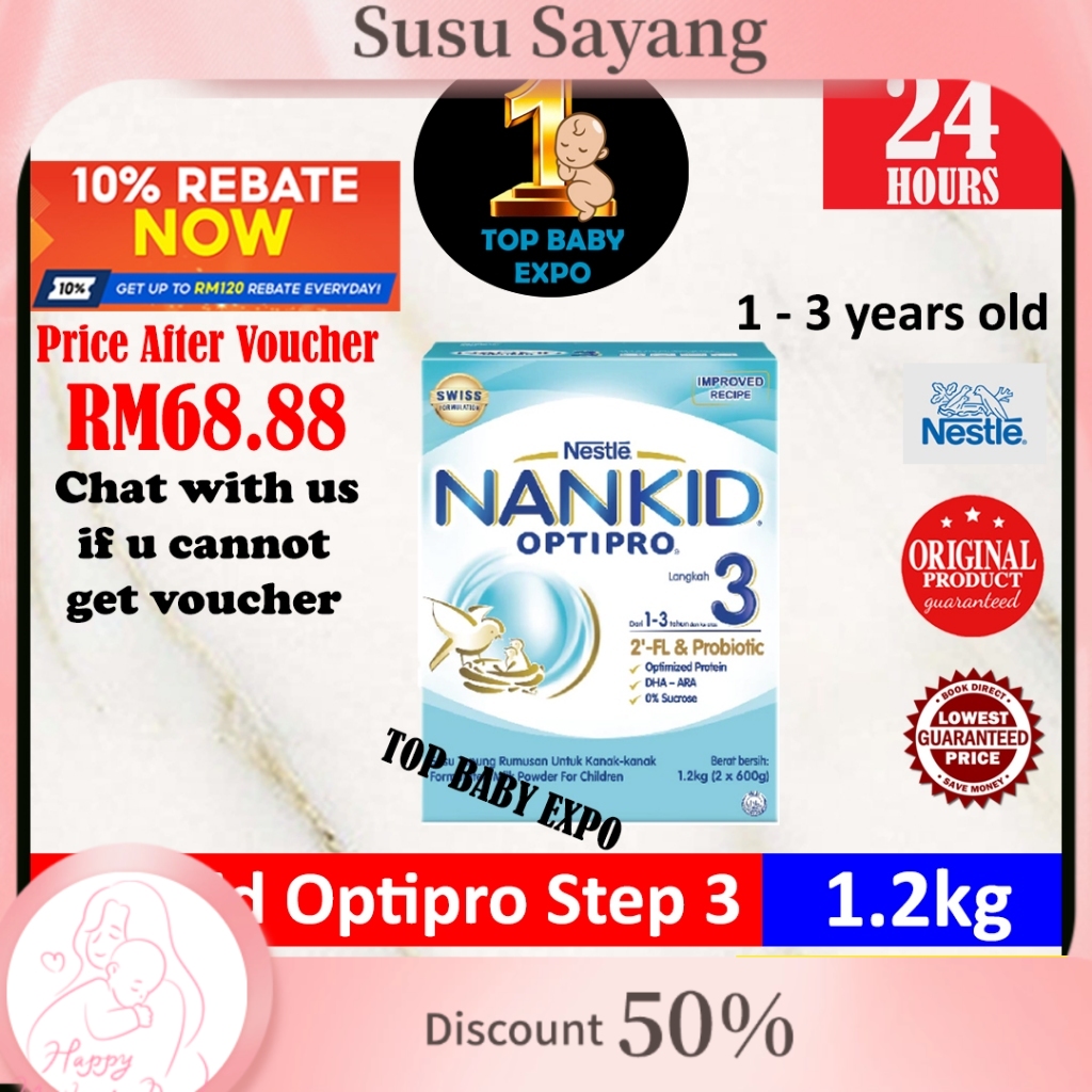 Nestle NANKID OPTIPRO Step 3 (1.2kg / 2.4kg) Exp: 02/2026 Nan (Newest Stock)